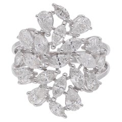 Real 2.85 Carat Marquise Pear Diamond Cocktail Ring 18 Karat White Gold Jewelry