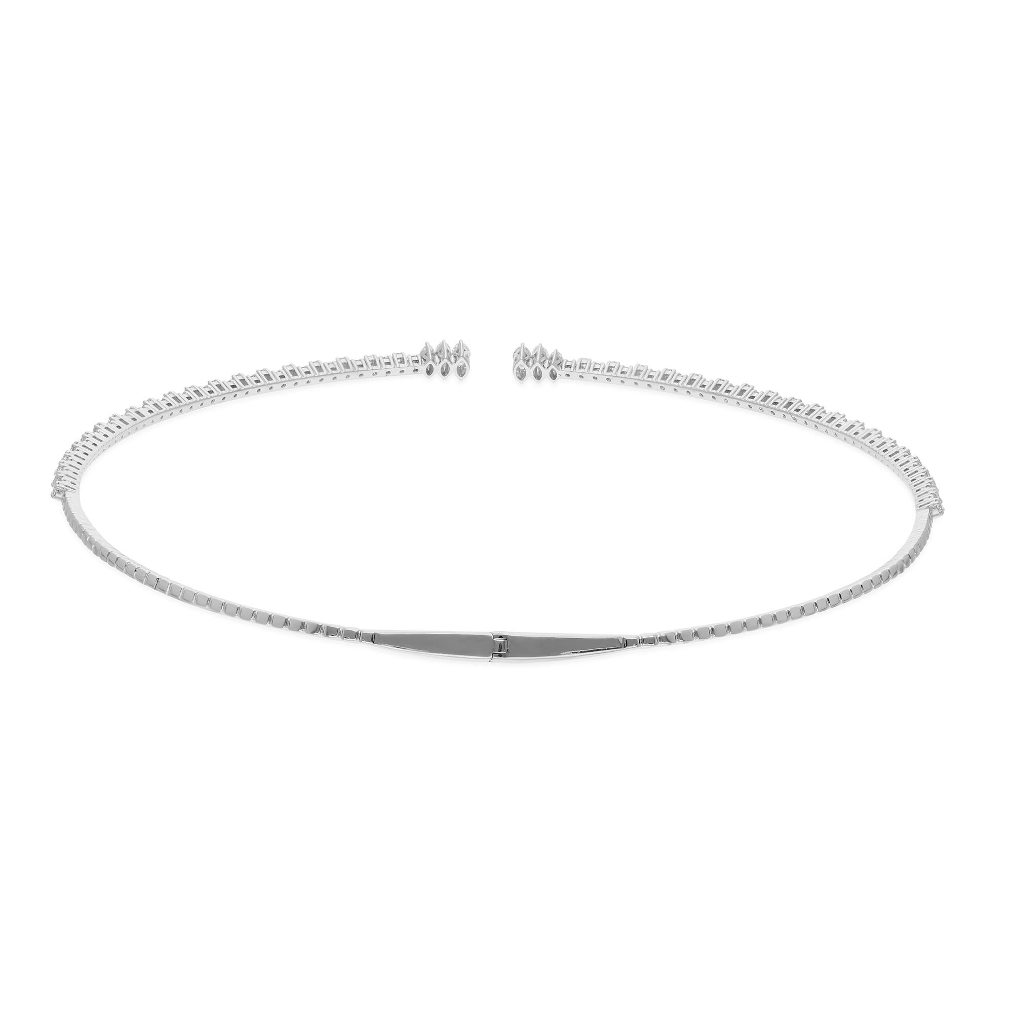 Donna Real 2.86 Carat SI/H Marquise Pear Diamond Choker Necklace 14 Karat White Gold in vendita