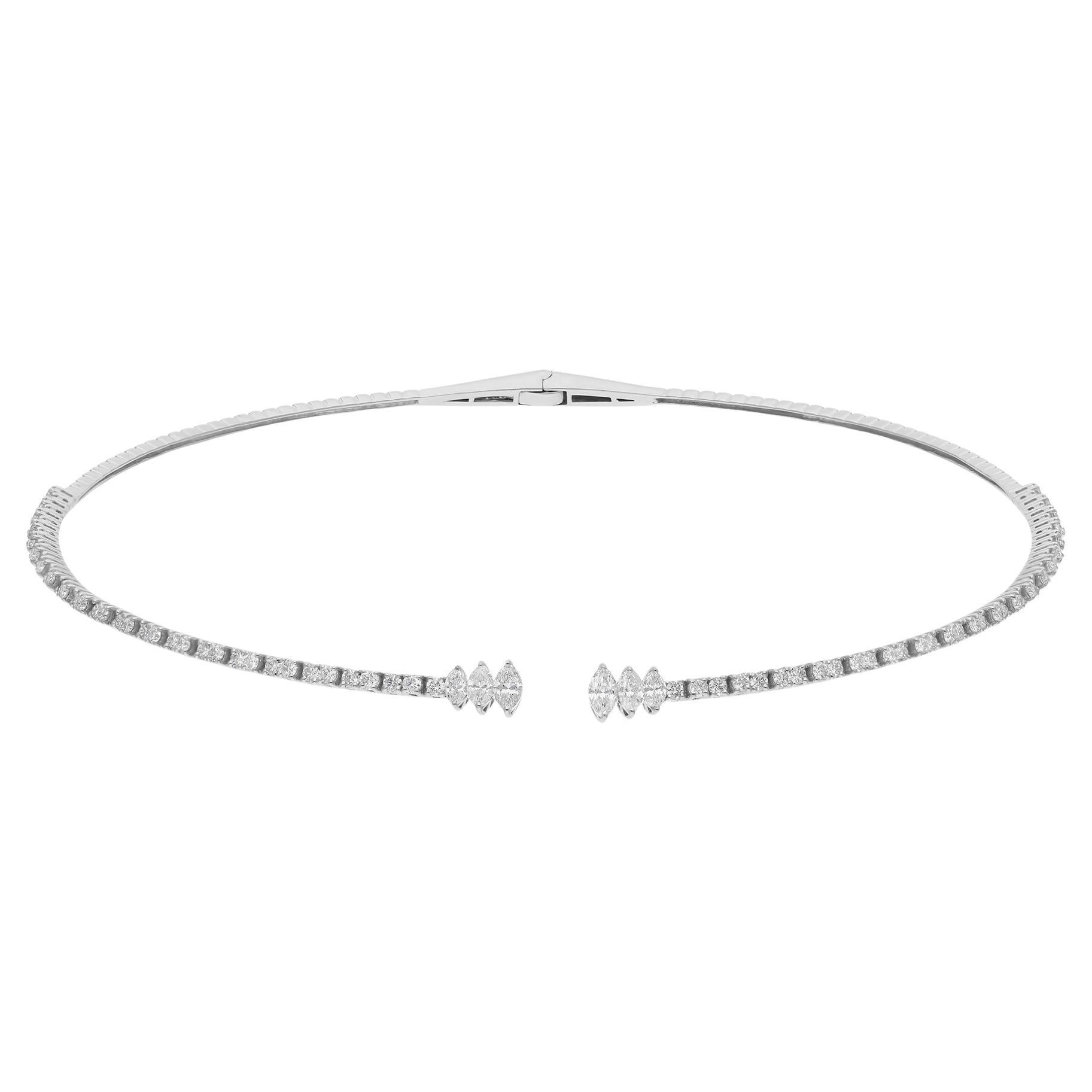 Taglio a goccia Real 2.86 Carat SI/H Marquise Pear Diamond Choker Necklace 18 Karat White Gold in vendita