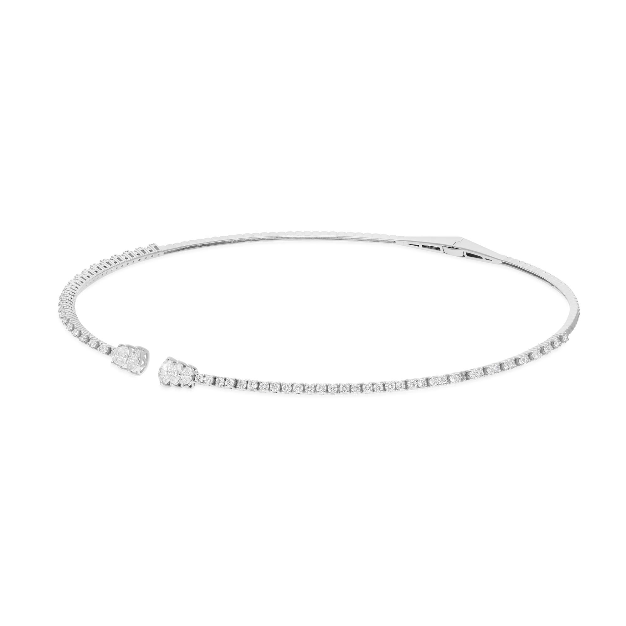 Real 2.86 Carat SI/H Marquise Pear Diamond Choker Necklace 18 Karat White Gold In condizioni Nuovo in vendita a Diera, Dubai