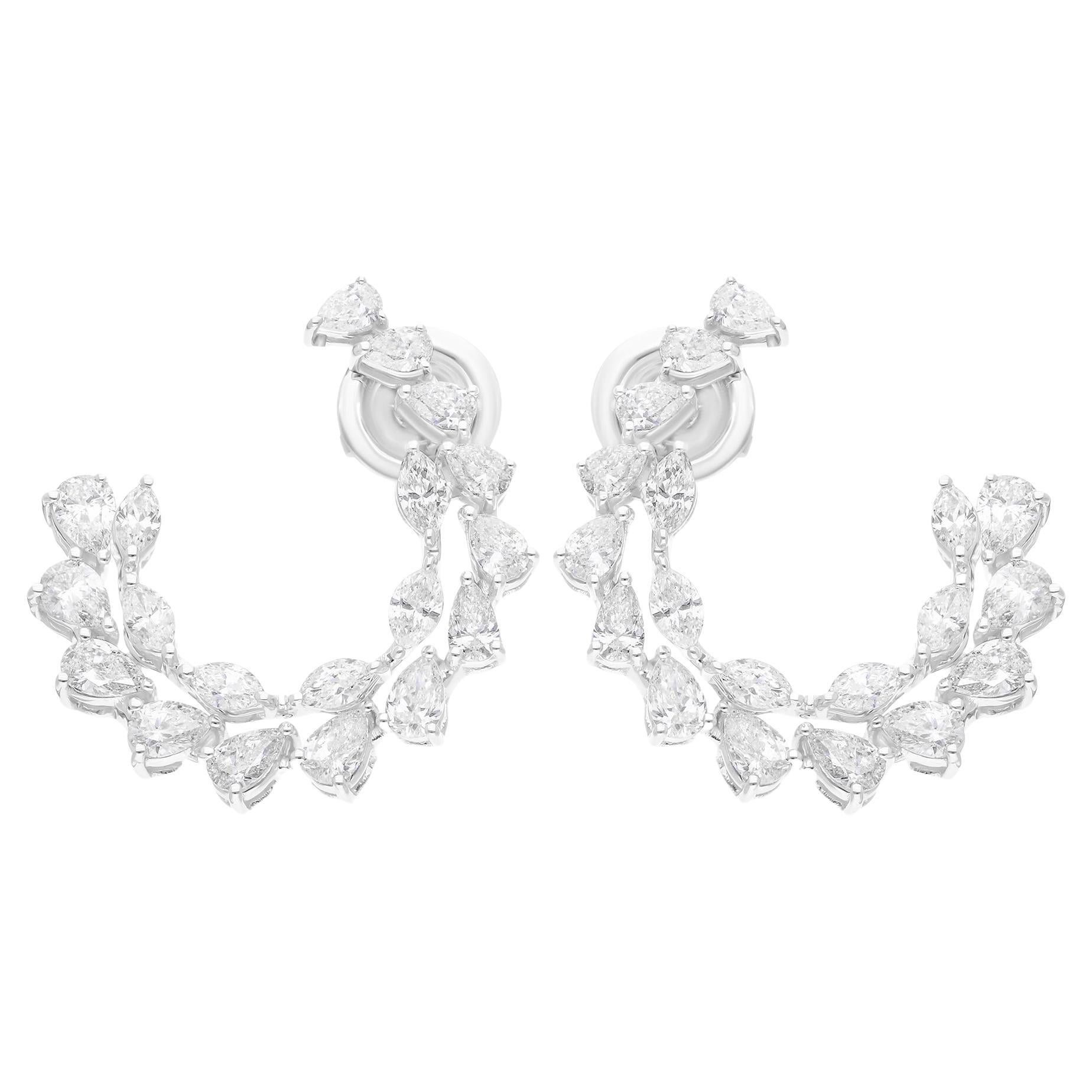 Real 2.87 Carat SI Clarity HI Color Diamond Earrings 14 Karat White Gold Jewelry