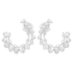 Real 2.87 Carat SI Clarity HI Color Diamond Earrings 14 Karat White Gold Jewelry