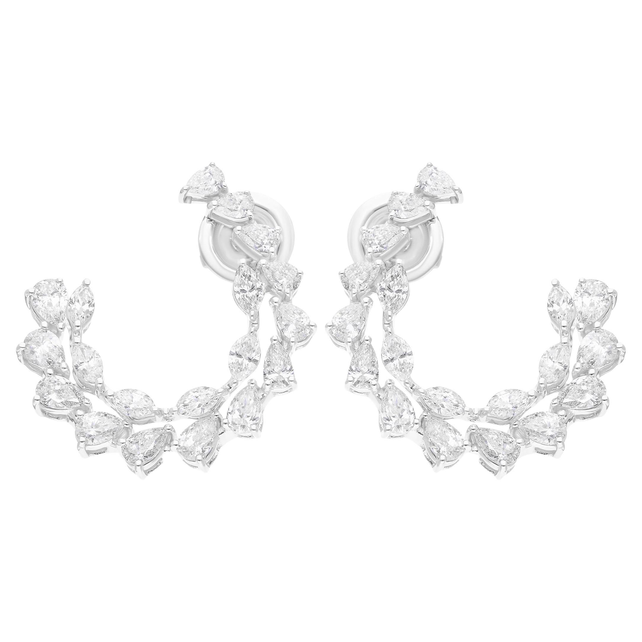 Boucles d
oreilles en or blanc 14 carats avec diamants de 2,87 carats de pureté SI et de couleur hi-colore