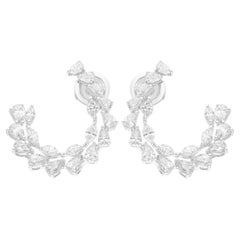 Boucles d
oreilles en or blanc 14 carats avec diamants de 2,87 carats de pureté SI et de couleur hi-colore