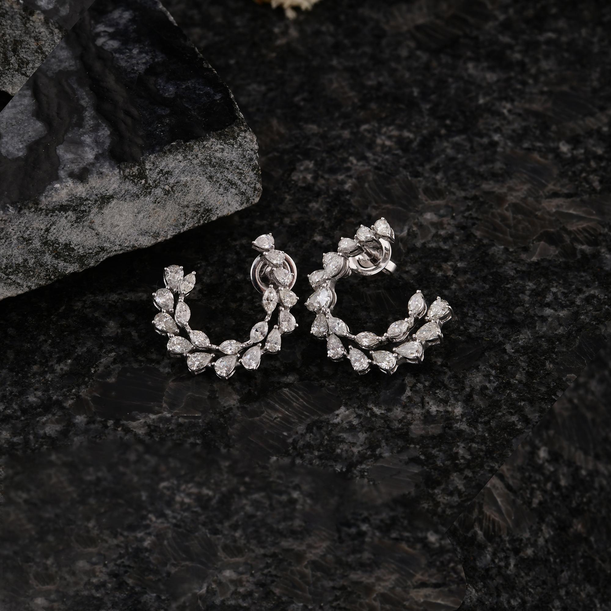 Modern Real 2.87 Carat SI Clarity HI Color Diamond Earrings 18 Karat White Gold Jewelry For Sale