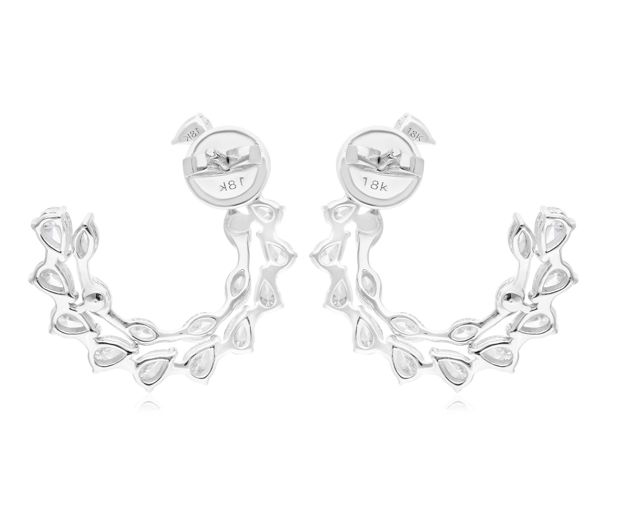 Real 2.87 Carat SI Clarity HI Color Diamond Earrings 18 Karat White Gold Jewelry In New Condition For Sale In Diera, Dubai