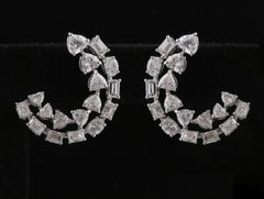 Real 2.88 Carat SI Clarity HI Color Multi Diamond Earrings 18 Karat White Gold