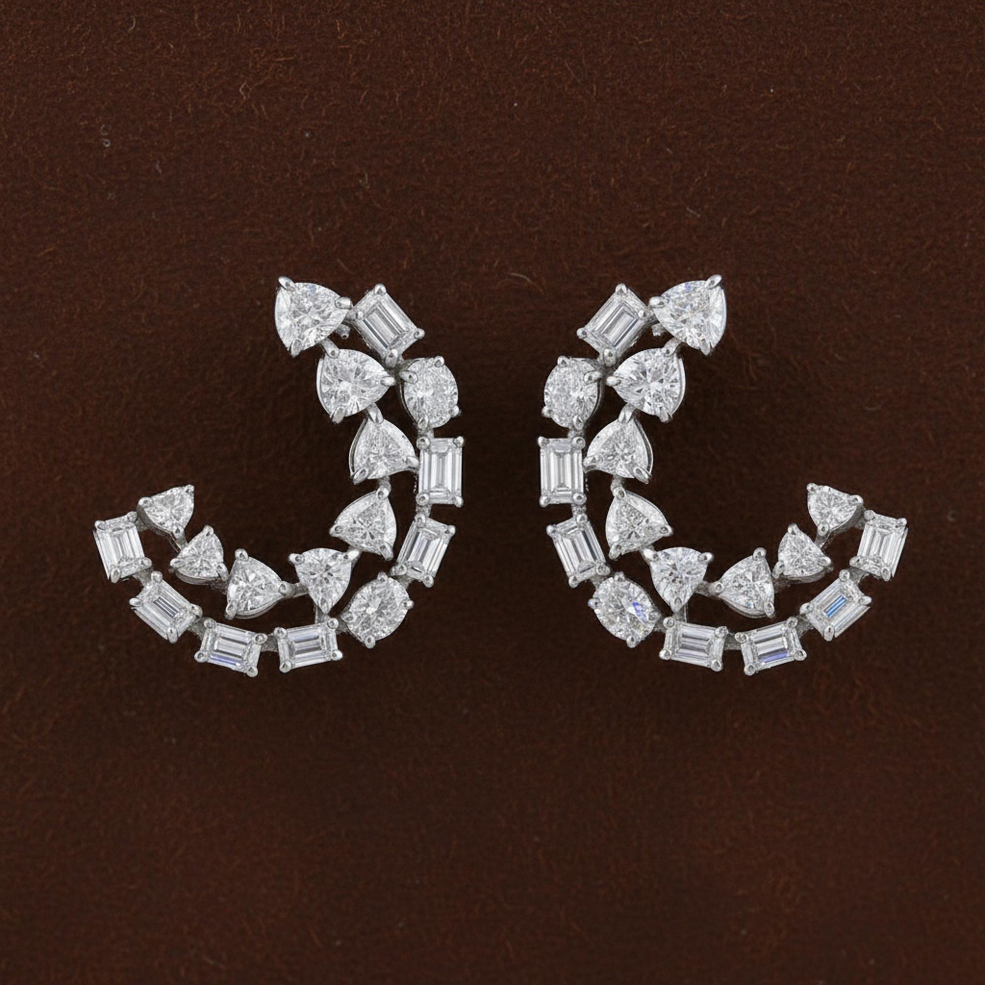 Echte 2,88 Karat SI Reinheit HI Farbe Multi Diamant Ohrringe 18 Karat Weißgold im Zustand „Neu“ im Angebot in Diera, Dubai