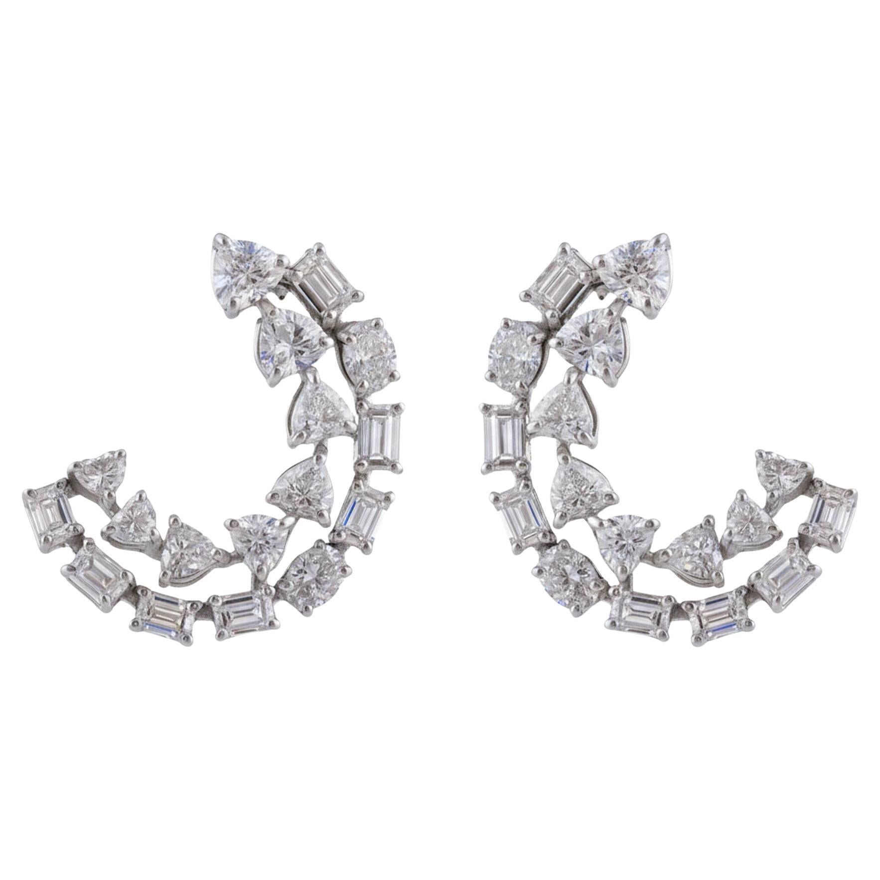 Orecchini con diamanti multipli reali da 2,88 carati SI Clarity HI Color Oro bianco 18 carati