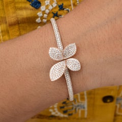 2.9ct Diamond Butterfly Bangle Bracelet 14K Rose Gold SI