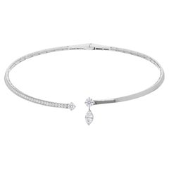 Real 2.90 Carat SI/H Marquise Round Diamond Choker Necklace 18 Karat White Gold