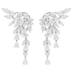 Pendientes de diamantes marquesa pera SI/H de 2,90 quilates reales Joyas de oro blanco de 14 quilates