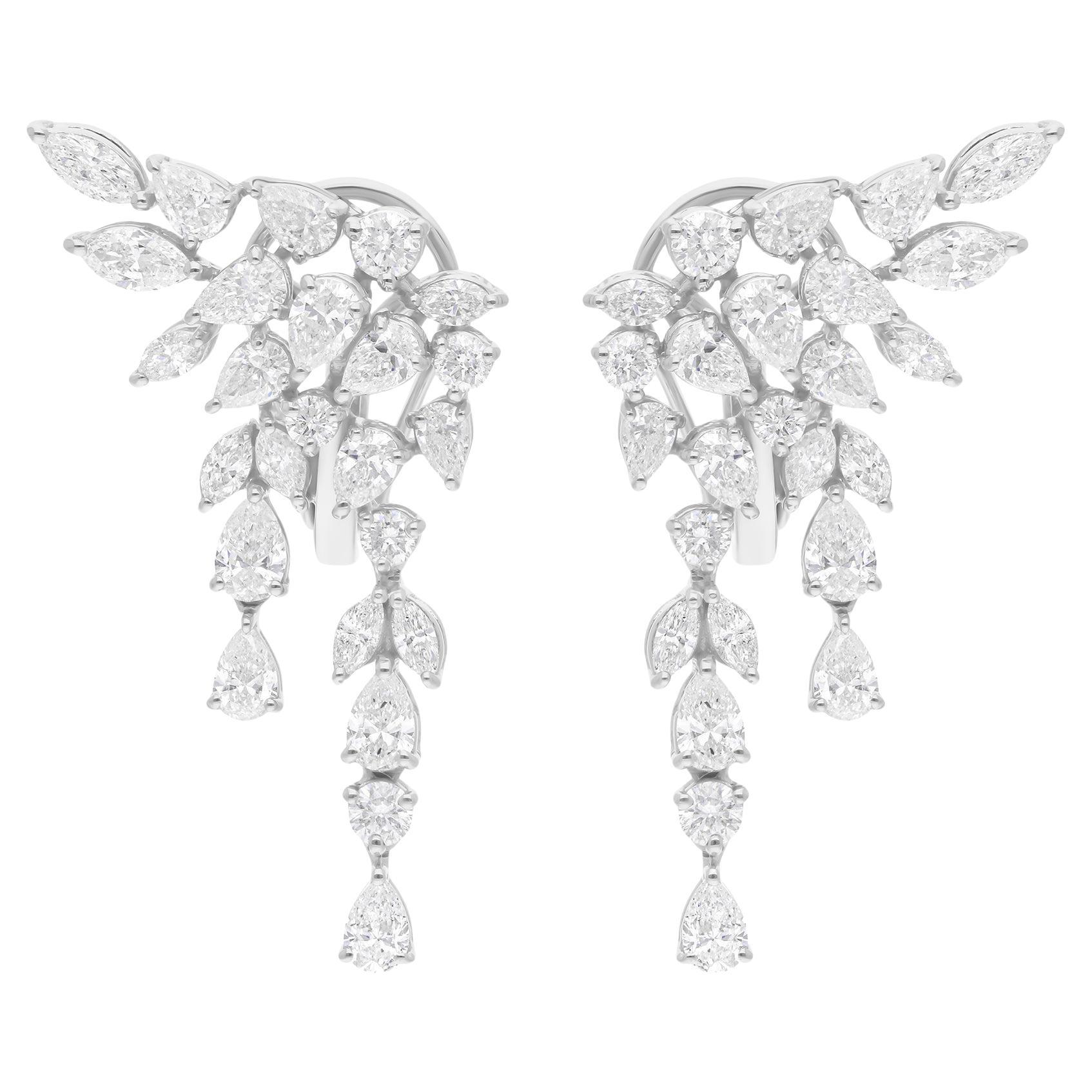 Real 2,90 Karat SI/H Birnen-Marquise-Diamant-Ohrringe 14 Karat Weißgold-Schmuck