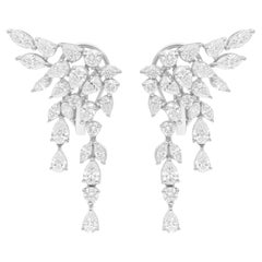 Orecchini di diamanti reali a pera e marquise da 2,90 carati SI/H Gioielli in oro bianco 14 carati