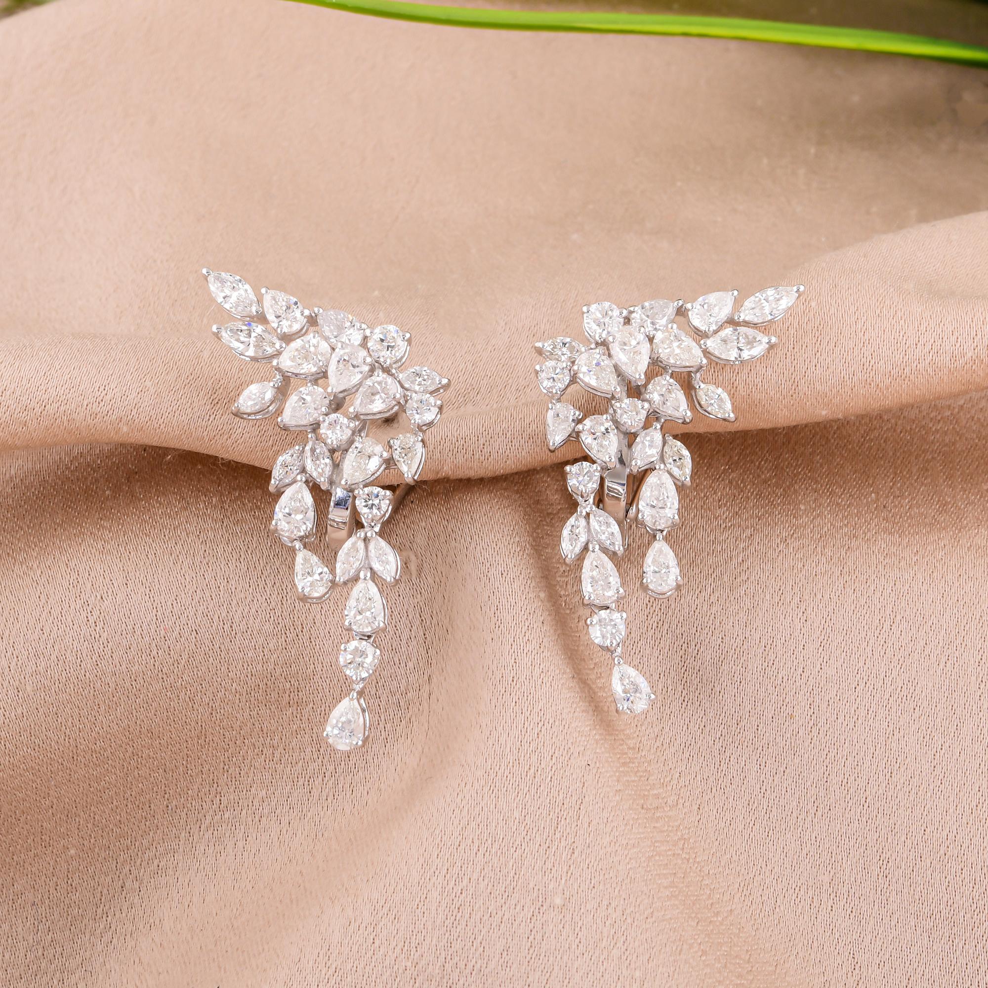 Modern Real 2.90 Carat SI/H Pear Marquise Diamond Earrings 18 Karat White Gold Jewelry For Sale