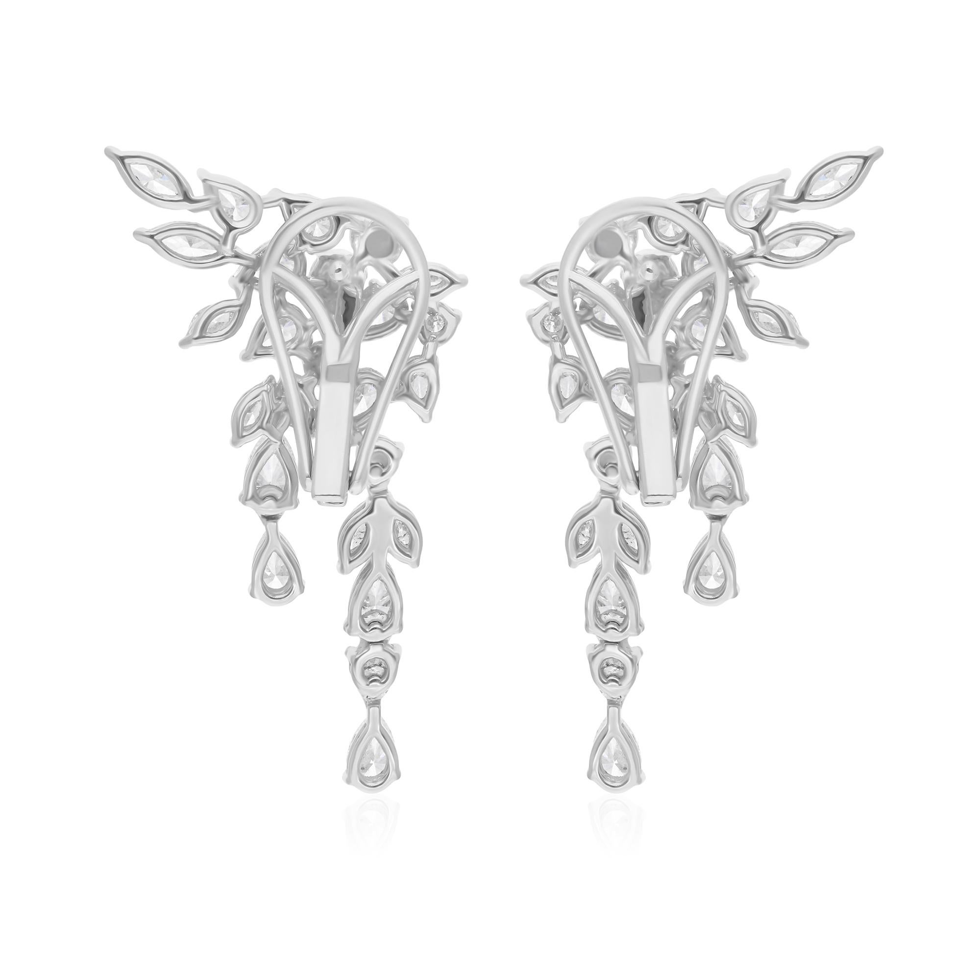 Real 2.90 Carat SI/H Pear Marquise Diamond Earrings 18 Karat White Gold Jewelry In New Condition For Sale In Diera, Dubai