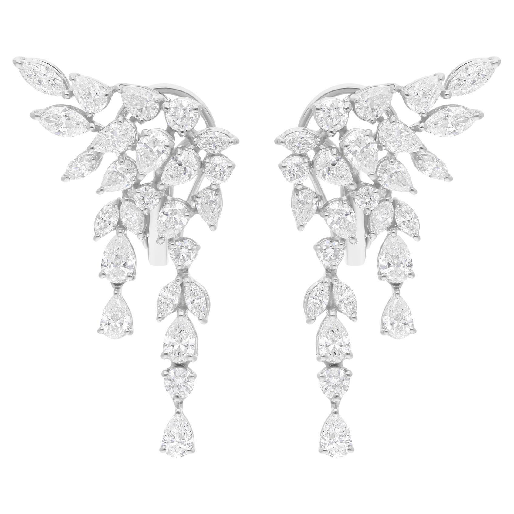 Real 2.90 Carat SI/H Pear Marquise Diamond Earrings 18 Karat White Gold Jewelry
