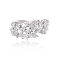 Reale 2,90 Ct. SI/HI Pear Brilliante Cut Diamond Wrap Cluster Ring Oro bianco 18 carati
