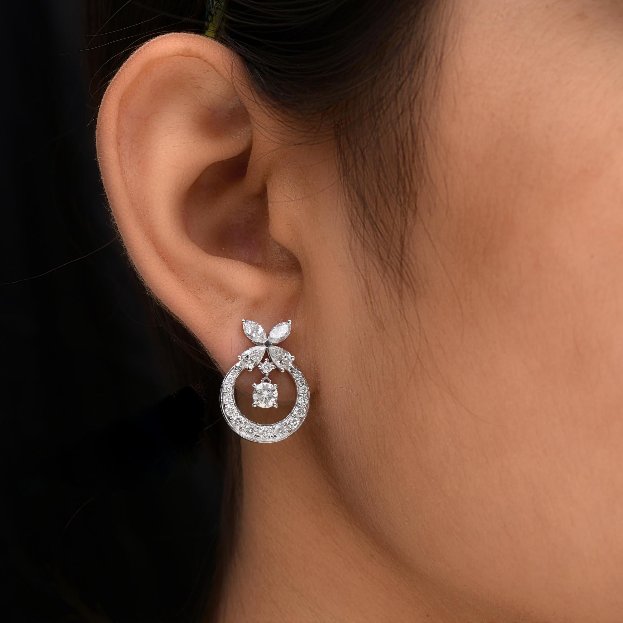 Pendientes auténticos de diamantes marquesa SI/H pera de 2,91 quilates Joyas de oro blanco de 14 quilates Corte pera en venta