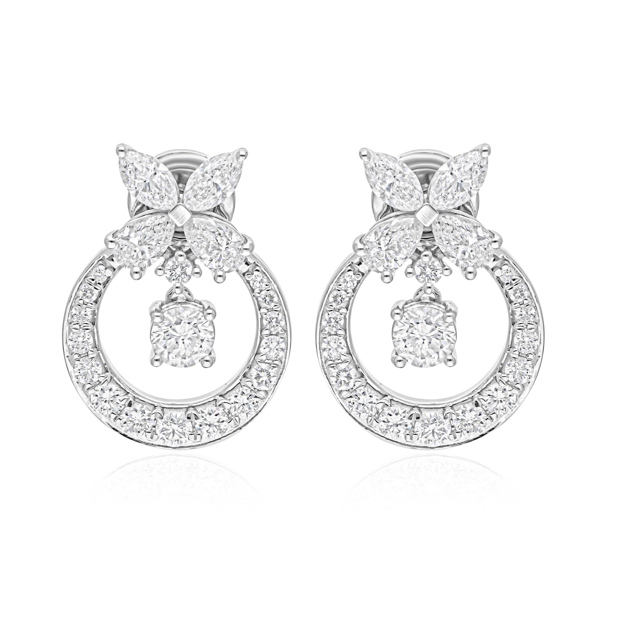 Pendientes auténticos de diamantes marquesa SI/H pera de 2,91 quilates Joyas de oro blanco de 14 quilates en Nuevo estado para la venta en Diera, Dubai