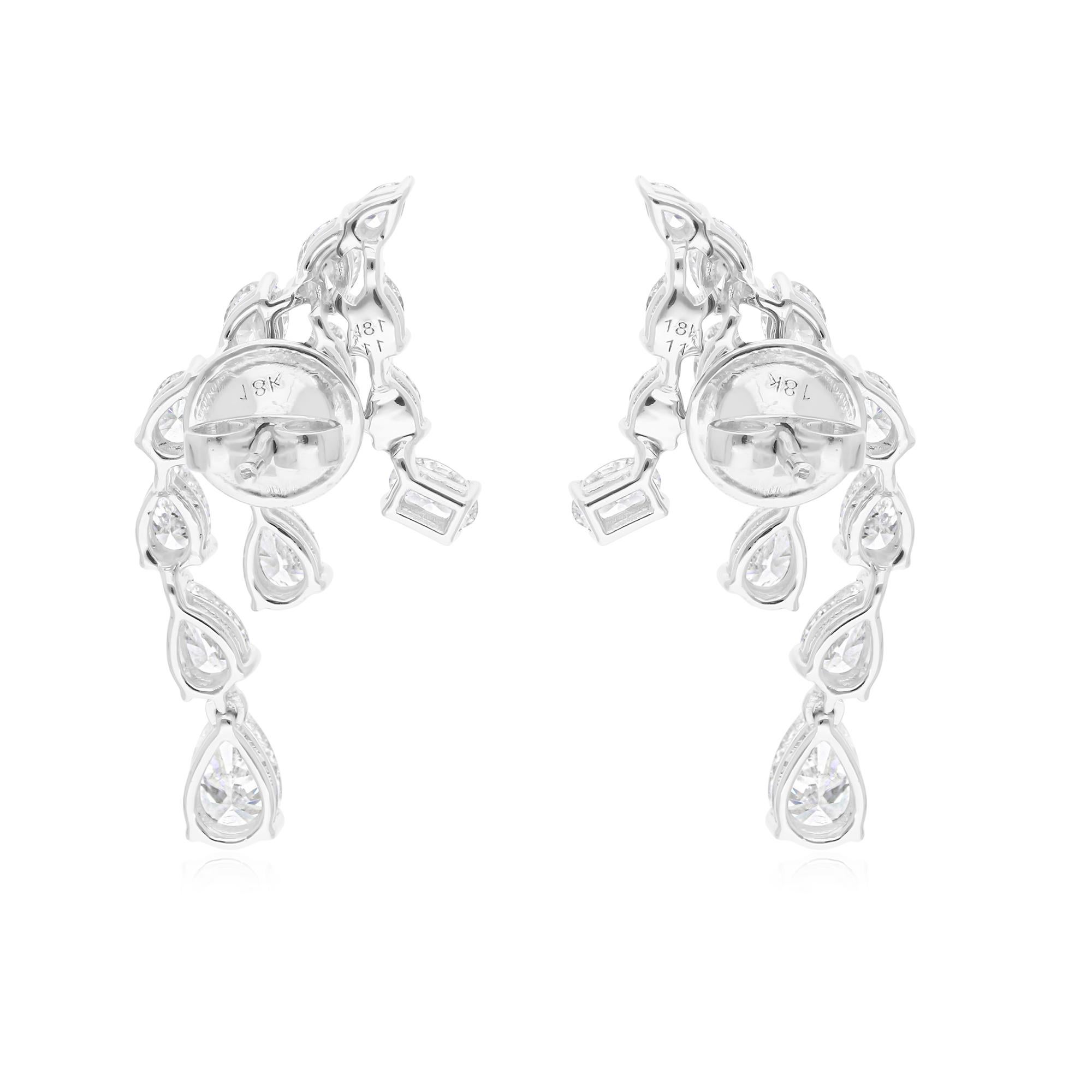 Orecchini di diamanti ovali e marquise da 2,98 carati reali SI/H Gioielli in oro bianco 18 carati in vendita 1