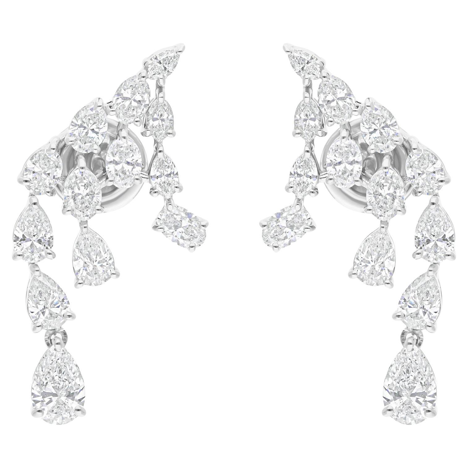 Real 2,98 Karat SI/H Oval Marquise-Diamant-Ohrringe 18 Karat Weißgold Schmuckschmuck