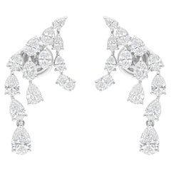 Orecchini di diamanti ovali e marquise da 2,98 carati reali SI/H Gioielli in oro bianco 18 carati
