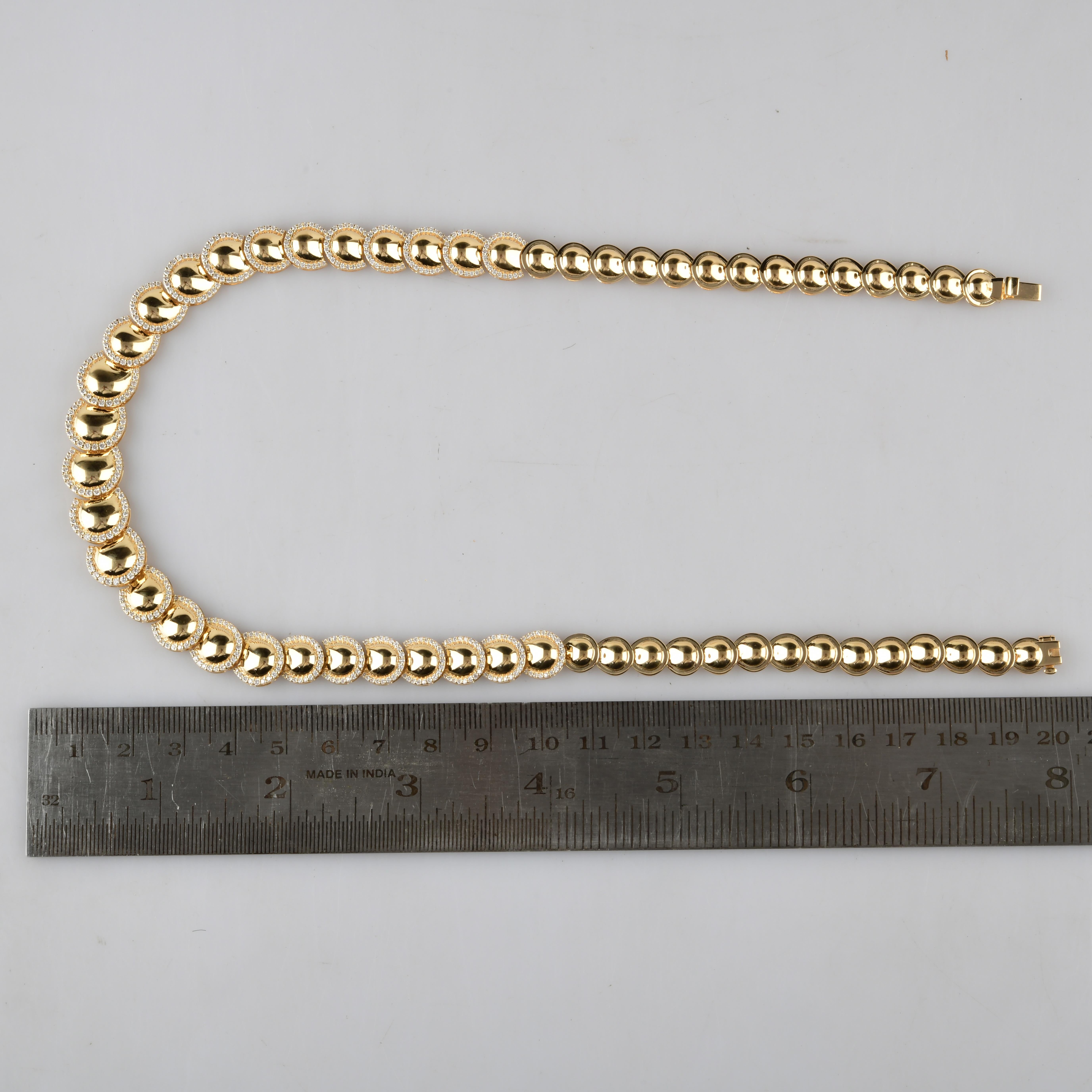 Real 3 Karat SI Reinheit HI Farbe Diamant Pave Halskette 18k Gelbgold Schmuckstücke (Rundschliff) im Angebot