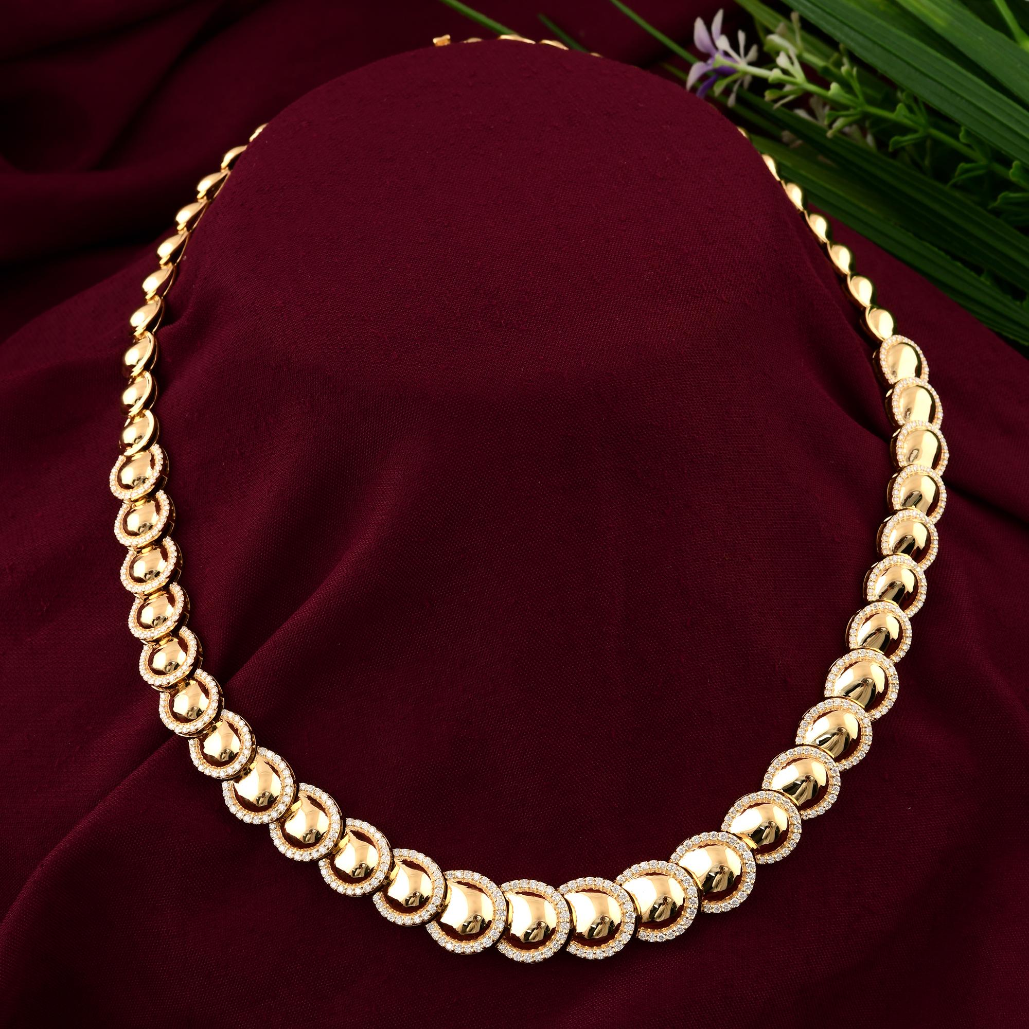 Real 3 Karat SI Reinheit HI Farbe Diamant Pave Halskette 18k Gelbgold Schmuckstücke im Zustand „Neu“ im Angebot in Diera, Dubai