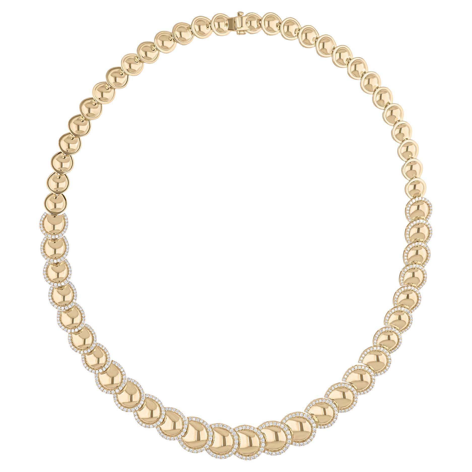 Real 3 Carat SI Clarity HI Color Diamond Pave Necklace 18k Yellow Gold Jewelry