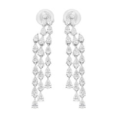 Boucles d'oreilles chandelier en or blanc 14 carats avec diamants véritables en forme de poire de 3,08 carats SI/H