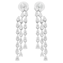 Pendientes de araña de oro blanco de 18 quilates con diamantes en forma de pera de 3,08 quilates SI/H auténticos