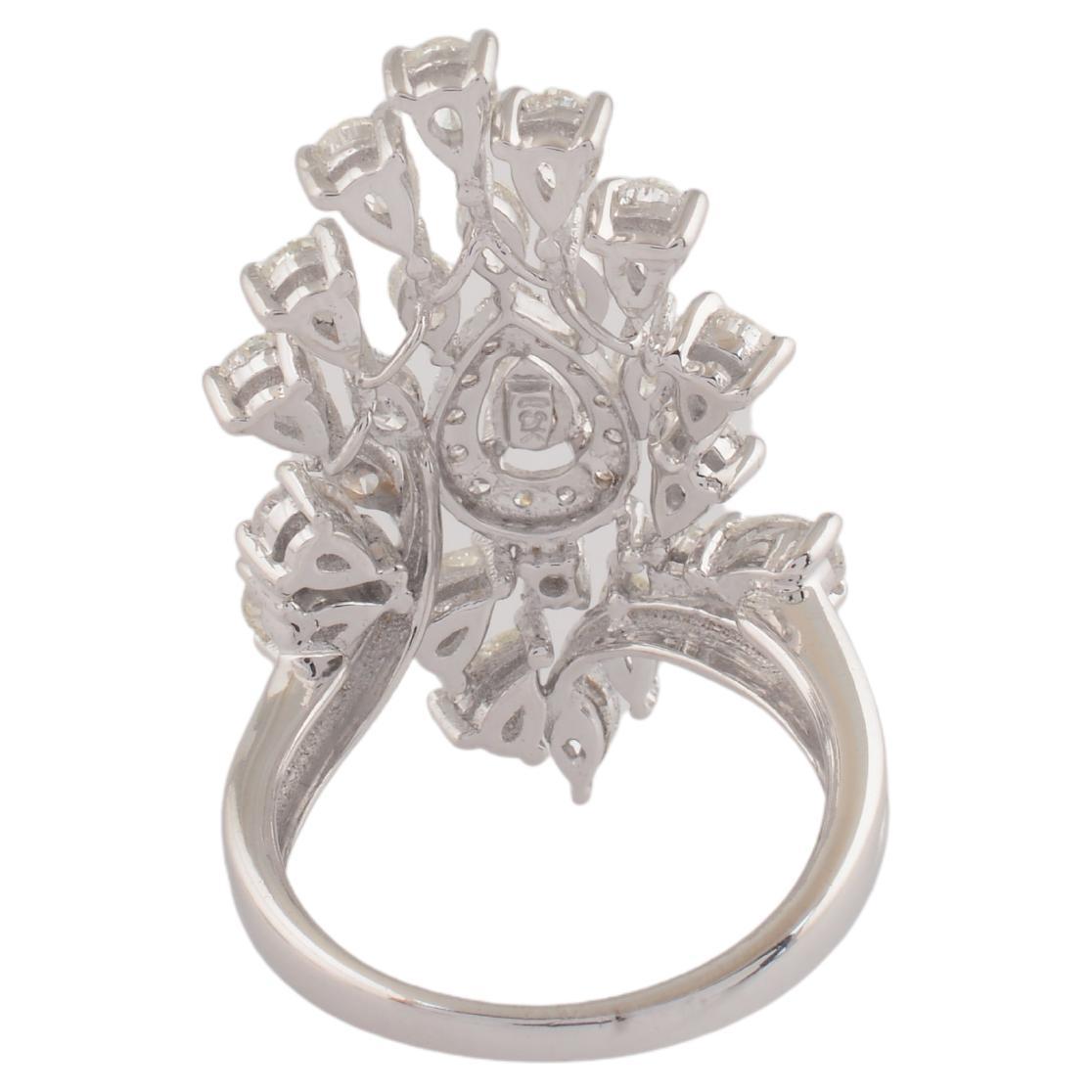 For Sale:  Real 3.10 Carat Marquise Round Diamond Ring 18 Karat White Gold Handmade Jewelry 3