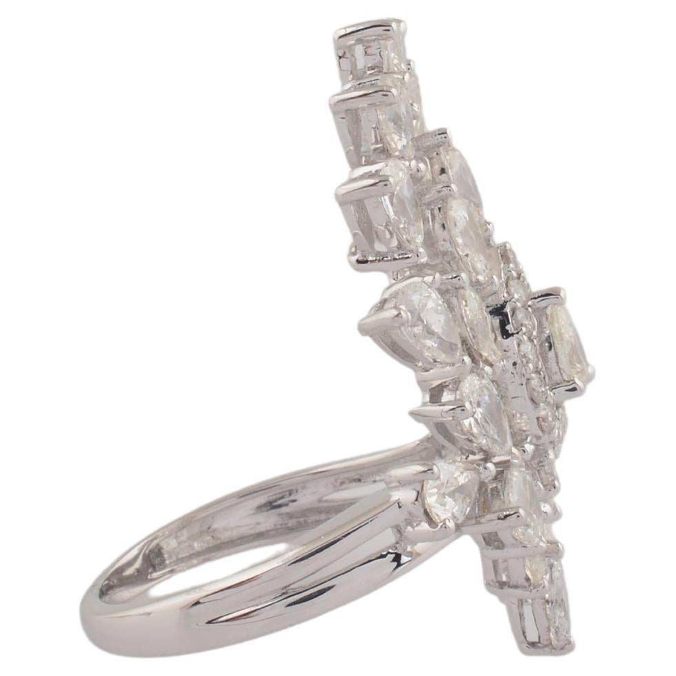For Sale:  Real 3.10 Carat Marquise Round Diamond Ring 18 Karat White Gold Handmade Jewelry 4