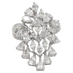Anello con diamante rotondo Marquise da 3,10 carati reali in oro bianco 18 carati Gioielli fatti a mano