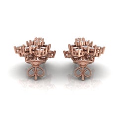 Real 3.20 Carat Pear Round Brilliant Cut Diamond Earrings 18 Karat Rose Gold