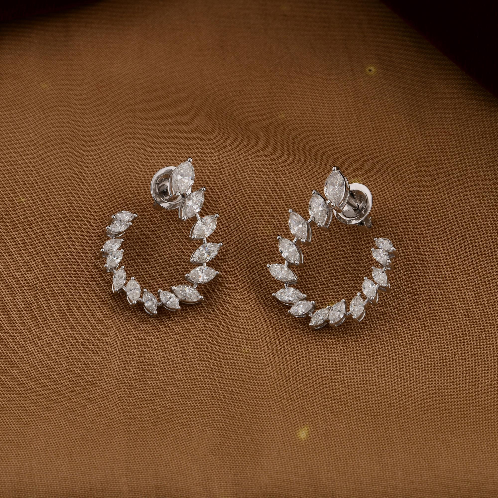 Modern Real 3.20 Carat SI/H Marquise Brilliant Cut Diamond Earrings 18 Karat White Gold For Sale