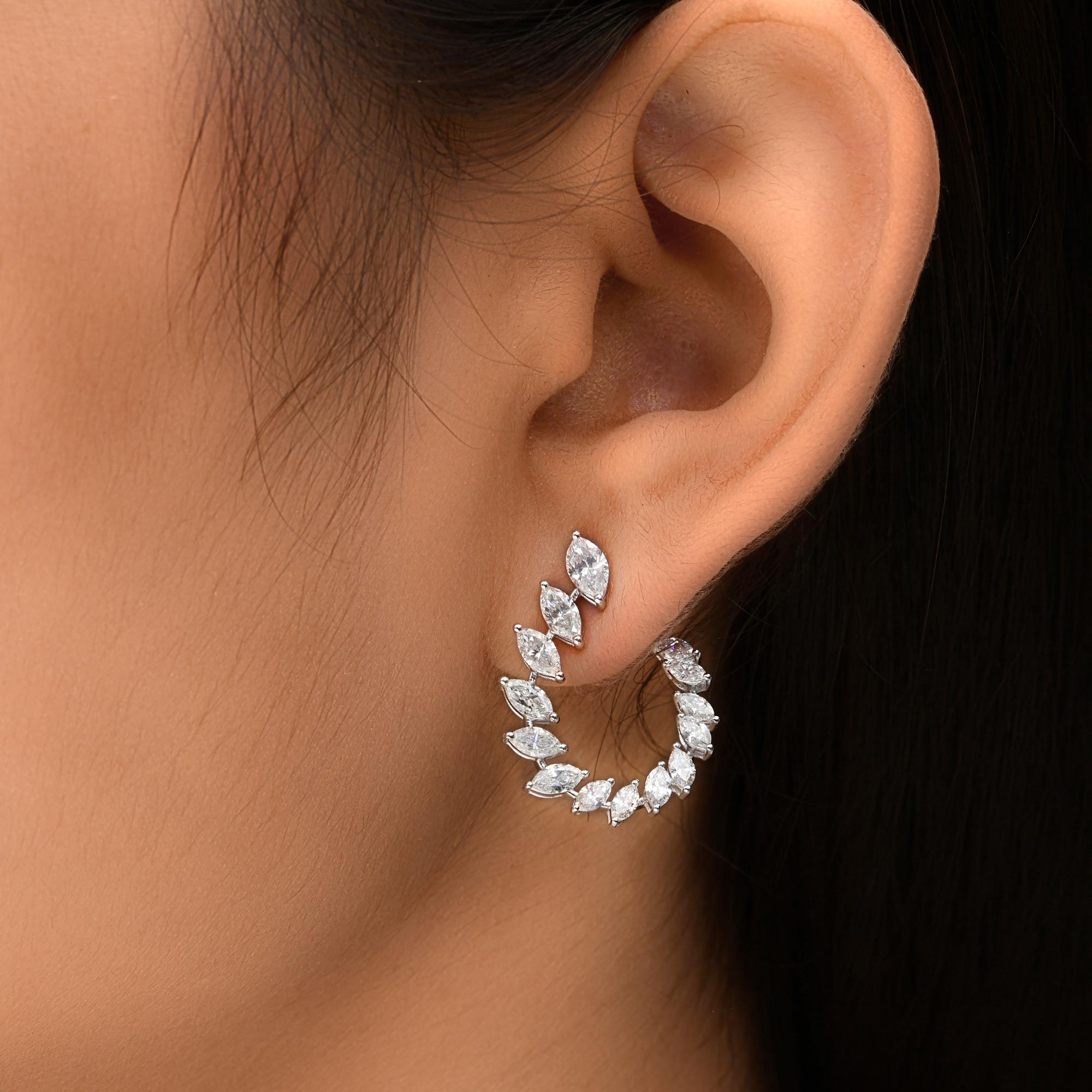 Real 3.20 Carat SI/H Marquise Brilliant Cut Diamond Earrings 18 Karat White Gold In New Condition For Sale In Diera, Dubai