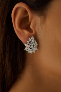 Real 3.30 Carat Pear & Round Diamond Stud Earrings 18 Karat White Gold Jewelry