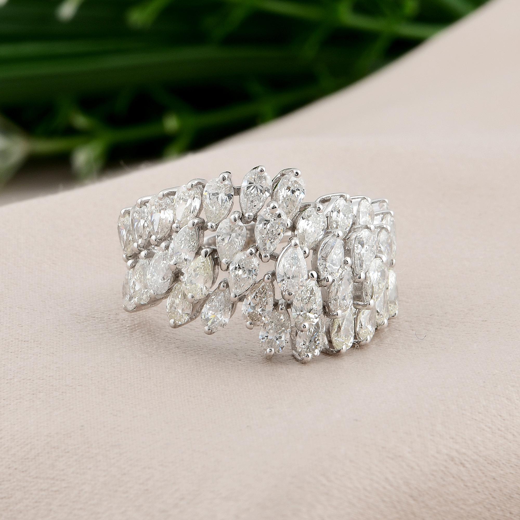 Real 3,32 Karat SI/H Birnen-Diamant-Cluster-Wickelring aus 18 Karat Weißgold Schmuck (Moderne) im Angebot