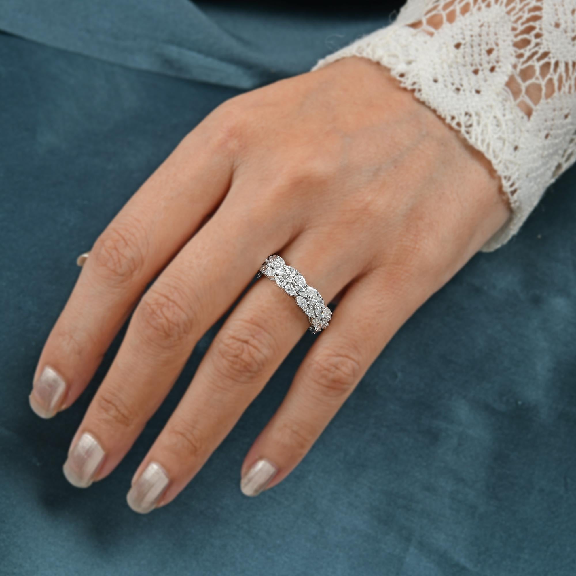 Real 3,40 Karat SI/H Birnenförmiger Diamantring aus 18 Karat Weißgold mit rundem Brillantschliff (Tropfenschliff) im Angebot