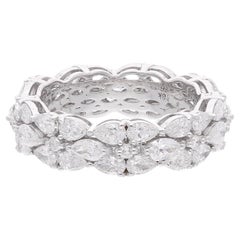 Real 3.40 Carat SI/H Pear Round Brilliant Cut Diamond Ring 18 Karat White Gold