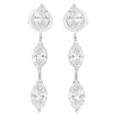 Orecchini di diamanti taglio brillante marquise da 3,45 carati SI/H, oro bianco 14 carati