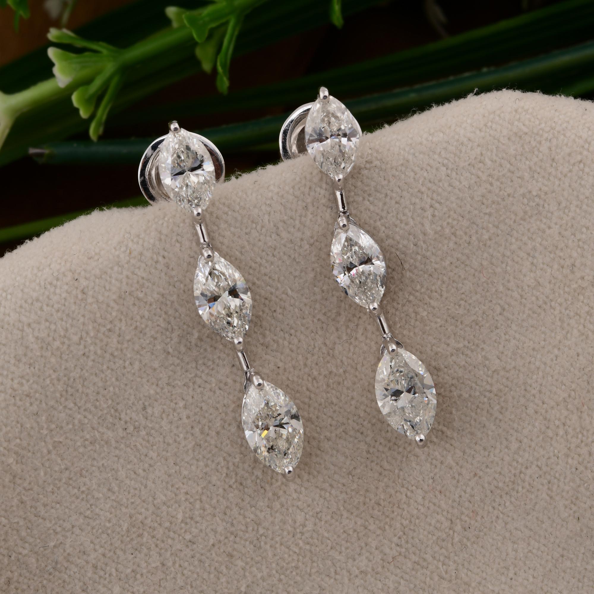 Real 3,45 Karat SI/H Marquise Brillantschliff Diamant-Ohrringe 18 Karat Weißgold (Moderne) im Angebot
