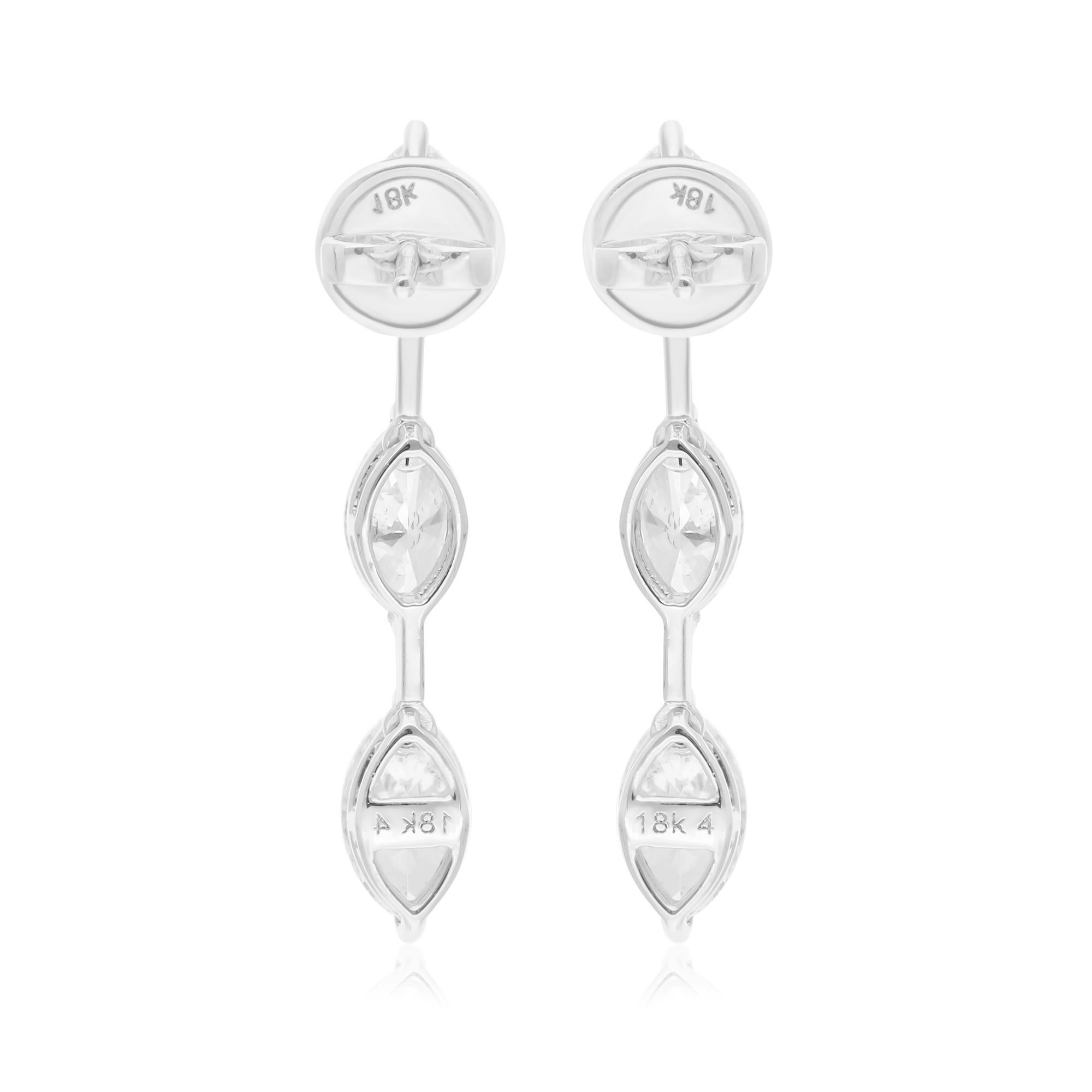 Real 3,45 Karat SI/H Marquise Brillantschliff Diamant-Ohrringe 18 Karat Weißgold im Zustand „Neu“ im Angebot in Diera, Dubai