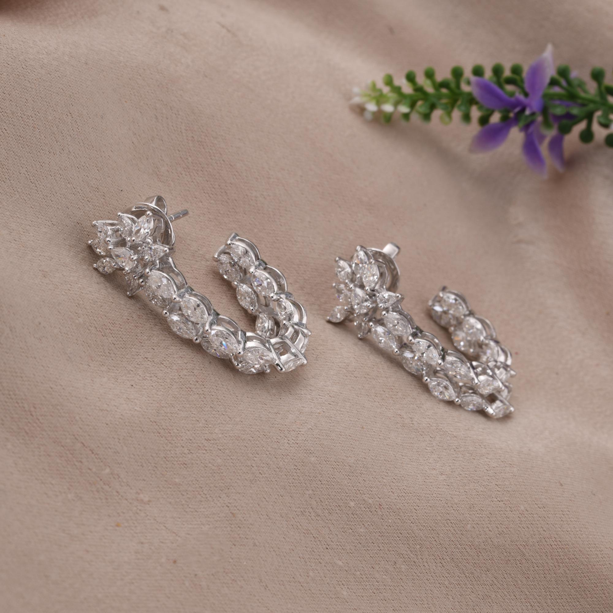 Real 3,55 Karat SI/H Marquise Birnen-Diamant-Ohrringe aus 18 Karat Weißgold Schmuck (Moderne) im Angebot