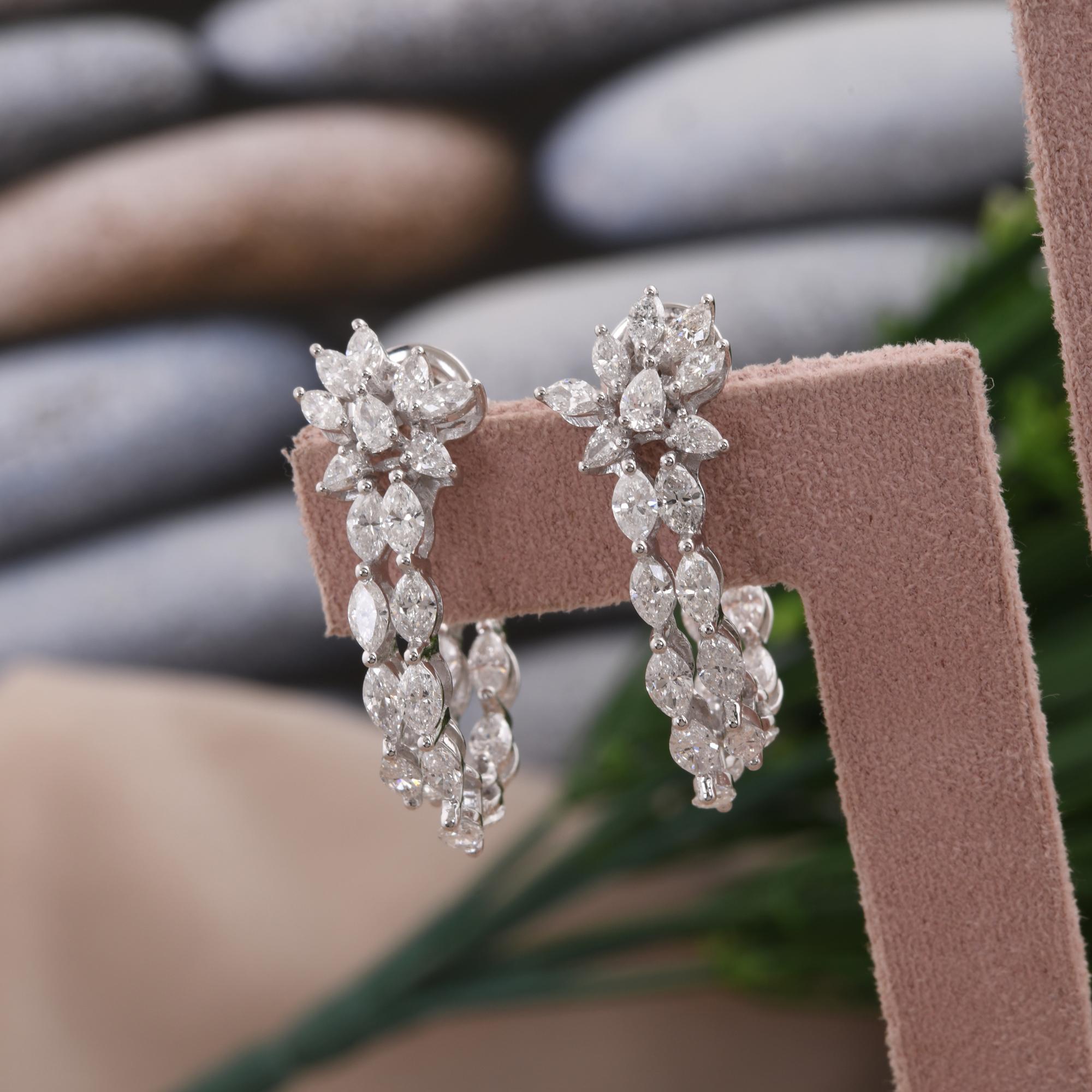 Real 3,55 Karat SI/H Marquise Birnen-Diamant-Ohrringe aus 18 Karat Weißgold Schmuck im Zustand „Neu“ im Angebot in Diera, Dubai