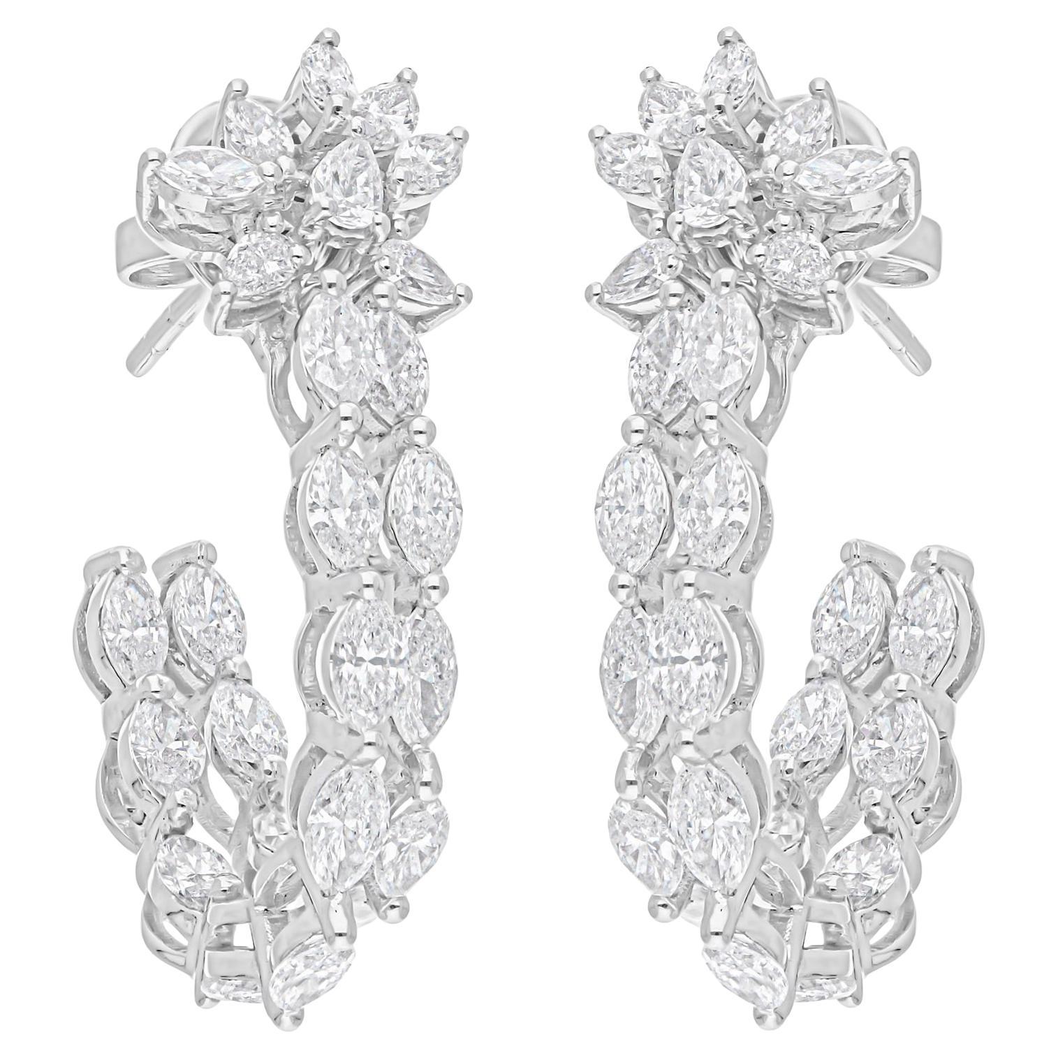 Pendientes de diamantes marquesa pera de 3,55 quilates SI/H reales Joyas de oro blanco de 18 quilates