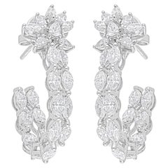 Pendientes de diamantes marquesa pera de 3,55 quilates SI/H reales Joyas de oro blanco de 18 quilates