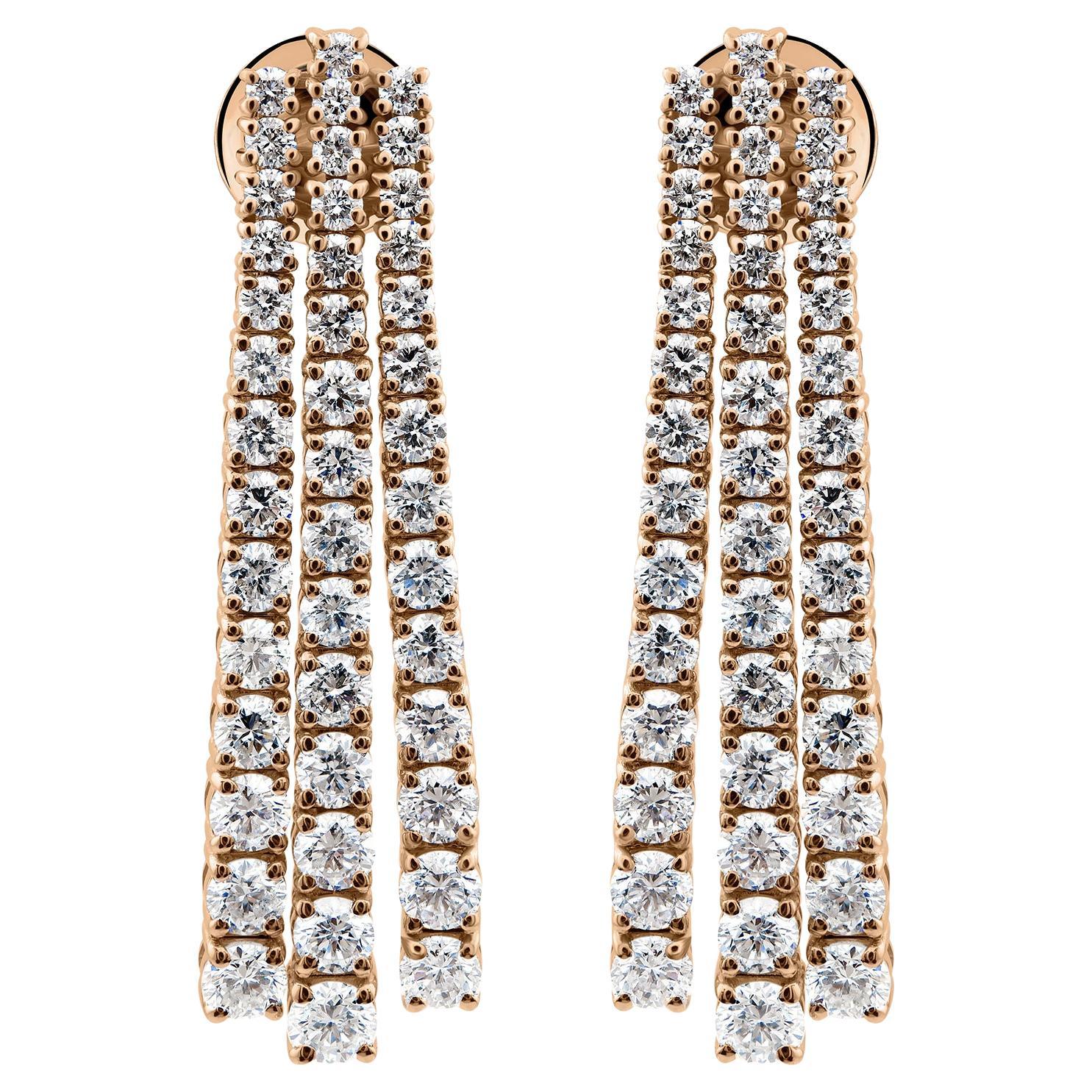 Real 3.6 Carat SI Clarity HI Color Diamond Earrings 18 Karat Rose Gold Jewelry